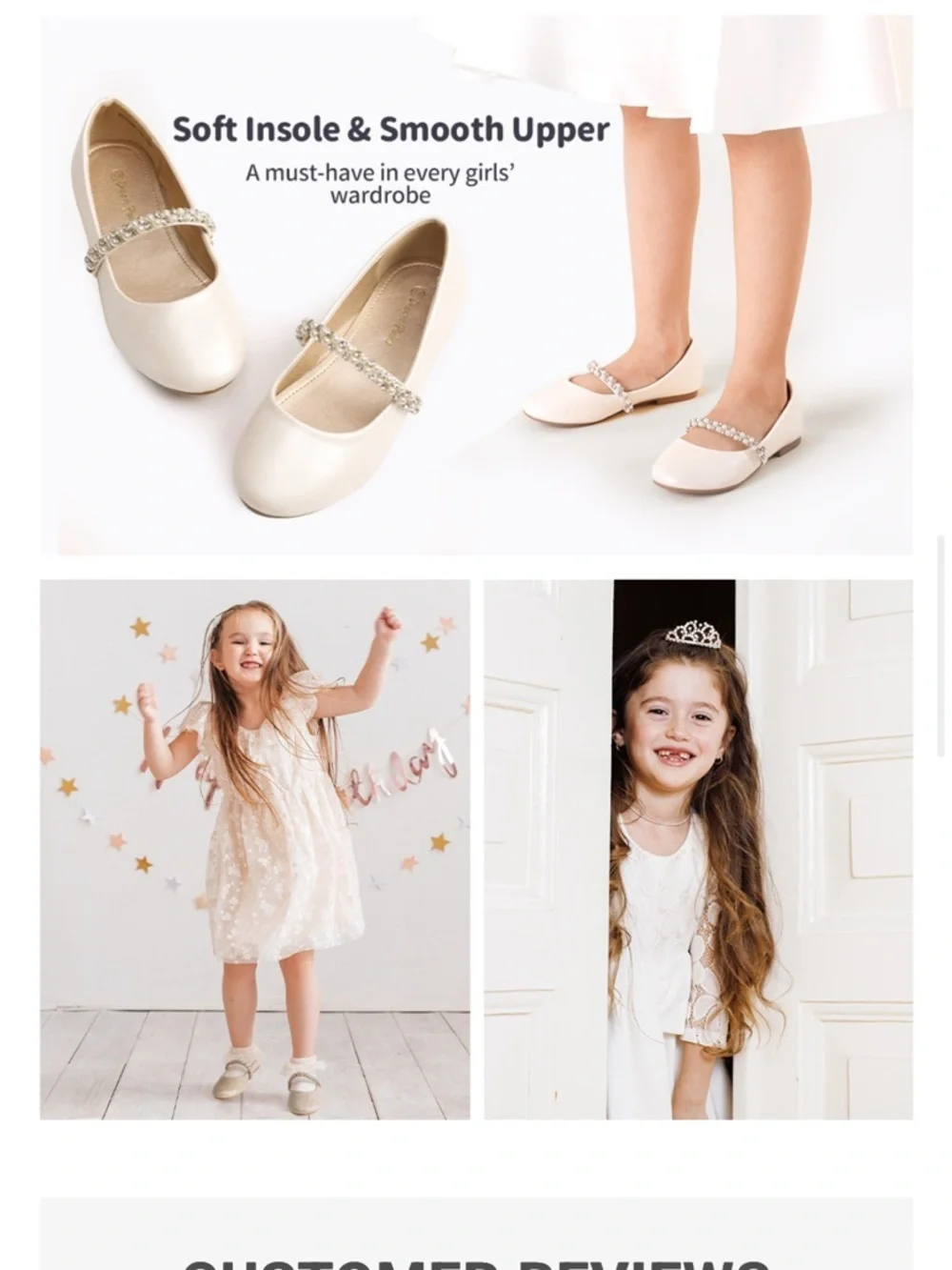NIB DREAM PAIRS White Patent Leather Girls Mary Jane with Beaded Strap